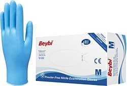 Beybi Pudrasız Mavi Nitril Orta Boy (M) 100'lü Muayene Eldiveni ürün görseli