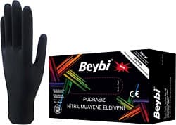 Beybi Pudrasız Siyah Nitril Orta Boy (M) 100'lü Muayene Eldiveni ürün görseli