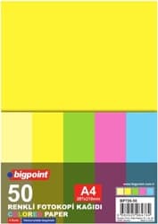 Bigpoint A4 Renkli Fotokopi Kağıdı 5 Renk 50'li Paket ürün görseli