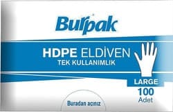 Burpak Büyük Boy (L) 100'lü Tek Kullanımlık Hdpe Eldiven ürün görseli