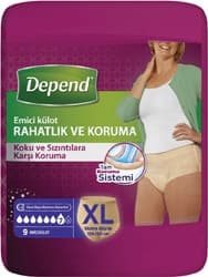 Depend Emici Külot Kadın Ekstra Büyük Boy XL 9'lu Hasta Bezi ürün görseli