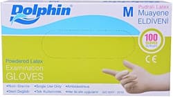 Dolphin Lateks Pudralı Orta Boy (M) 100 Adet Muayene Eldiveni ürün görseli