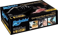 Dolphin Pudrasız Çok Amaçlı Siyah Nitril Orta Boy (M) 100'lü Eldiven ürün görseli