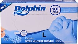 Dolphin Pudrasız Mavi Nitril Büyük Boy (L) 100'lü Muayene Eldiveni ürün görseli
