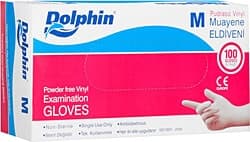 Dolphin Vinyl Pudrasız Orta Boy (M) 100'lü Vinil Eldiven ürün görseli