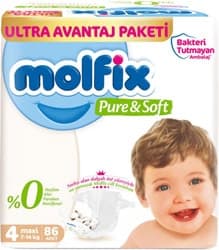 Molfix Pure&Soft 4 Numara Maxi 86'lı Bebek Bezi ürün görseli