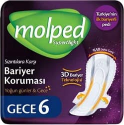Molped Supernight Gece 6'lı Hijyenik Ped ürün görseli