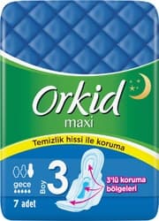 Orkid Maxi Gece Boy 3 Hijyenik Ped 7'li ürün görseli