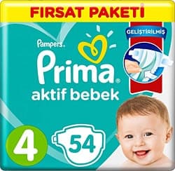 Prima Aktif 4 Numara Maxi 54'lü Bebek Bezi ürün görseli