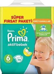 Prima Aktif 6 Numara Extra Large 56'lı Bebek Bezi ürün görseli