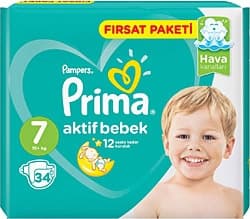 Prima Aktif 7 Numara XX Large 34'lü Bebek Bezi ürün görseli
