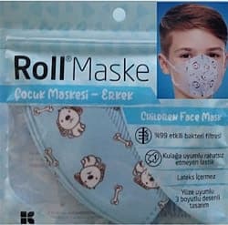 Roll Mavi Desenli 5'li Erkek Çocuk Yüz Maskesi ürün görseli