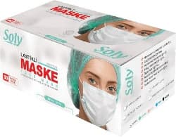 Soly Care 3 Katlı Burun Telli Beyaz 50'li Cerrahi Maske ürün görseli