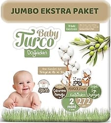 Baby Turco Doğadan 2 Numara Mini 68'li 4 Adet Bebek Bezi ürün görseli