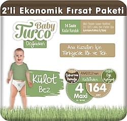 Baby Turco Doğadan 4 Numara Maxi 164'lü Külot Bez ürün görseli