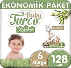 Baby Turco Doğadan 6 Numara XLarge 128'li Bebek Bezi ürün görseli