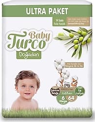 Baby Turco Doğadan 6 Numara XLarge 64'lü Bebek Bezi ürün görseli