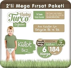 Baby Turco Doğadan 6 Numara XLarge 184'lü Külot Bez ürün görseli