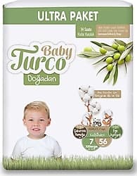 Baby Turco Doğadan 7 Numara XX Large 56'lı Bebek Bezi ürün görseli