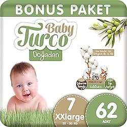Baby Turco Doğadan 7 Numara XX Large 62'li Bebek Bezi ürün görseli