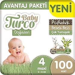 Baby Turco Doğadan Pofuduk 4 Numara Maxi 100'lü Bebek Bezi ürün görseli