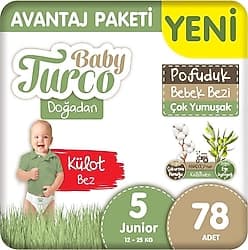 Baby Turco Doğadan Pofuduk 5 Numara Junior 78'li Külot Bez ürün görseli