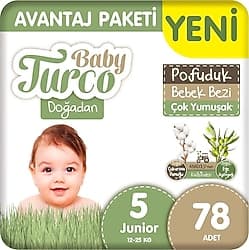 Baby Turco Doğadan Pofuduk 5 Numara Junior 78'li Bebek Bezi ürün görseli
