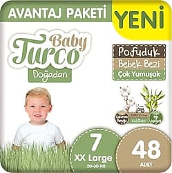 Baby Turco Doğadan Pofuduk 7 Numara XX Large 48'li Bebek Bezi ürün görseli