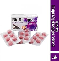 Biodrops Kara Mürver ve C Vitaminli 18'li Pastil ürün görseli