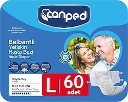 Canped Tekstil Yüzeyli Belbantlı Büyük Boy L 30'lu 2 Adet Hasta Bezi ürün görseli
