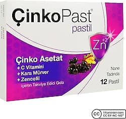 Çinkopast Nane Zencefil ve Kara Mürverli 12'li Pastil ürün görseli