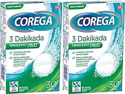 Corega 3 Dakikada 30'lu 2 Adet Protez Temizleme Tableti ürün görseli