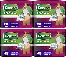Depend Emici Külot Kadın Büyük Boy L 30'lu 4 Adet Hasta Bezi ürün görseli