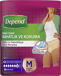 Depend Emici Külot Kadın Orta Boy M 10'lu Hasta Bezi ürün görseli