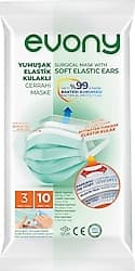 Evony 3 Katlı Yumuşak Elastik Kulaklı 10'lu Cerrahi Maske ürün görseli