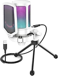 Fifine Ampligame A6V Beyaz RGB USB Yayıncı Mikrofonu ürün görseli