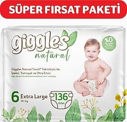 Giggles Natural 6 Numara Extra Large 136'lı Bebek Bezi ürün görseli