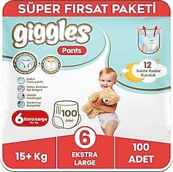 Giggles Pants 6 Numara XLarge 100'lü Bebek Bezi ürün görseli