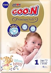 Goon Premium Soft 1 Numara Yenidoğan 50'li Bebek Bezi ürün görseli