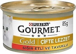 Gourmet Gold Çifte Lezzet Sığır Etli ve Tavuklu 85 gr Yetişkin Konserve Kedi Maması ürün görseli