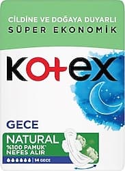 Kotex Natural Gece 14'lü 5 Adet Hijyenik Ped ürün görseli