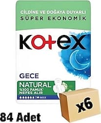 Kotex Natural Gece 14'lü 6 Adet Hijyenik Ped ürün görseli