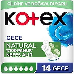 Kotex Natural Gece 14'lü Hijyenik Ped ürün görseli