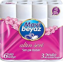Mavi Beyaz Altın Seri 3 Katlı 32'li Tuvalet Kağıdı ürün görseli