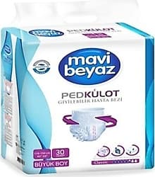 Mavi Beyaz Pedkülot Emici Külot Büyük Boy L 30'lu Hasta Bezi ürün görseli