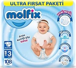 Molfix 3 Numara Midi 108'li Bebek Bezi ürün görseli