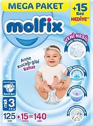 Molfix 3 Numara Midi 140'lı Bebek Bezi ürün görseli