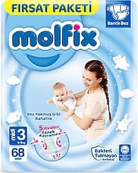 Molfix 3 Numara Midi 68'li Bebek Bezi ürün görseli