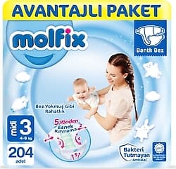 Molfix 3 Numara Midi 68'li 3 Adet Bebek Bezi ürün görseli