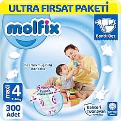 Molfix 4 Numara Maxi 100'lü 3 Adet Bebek Bezi ürün görseli